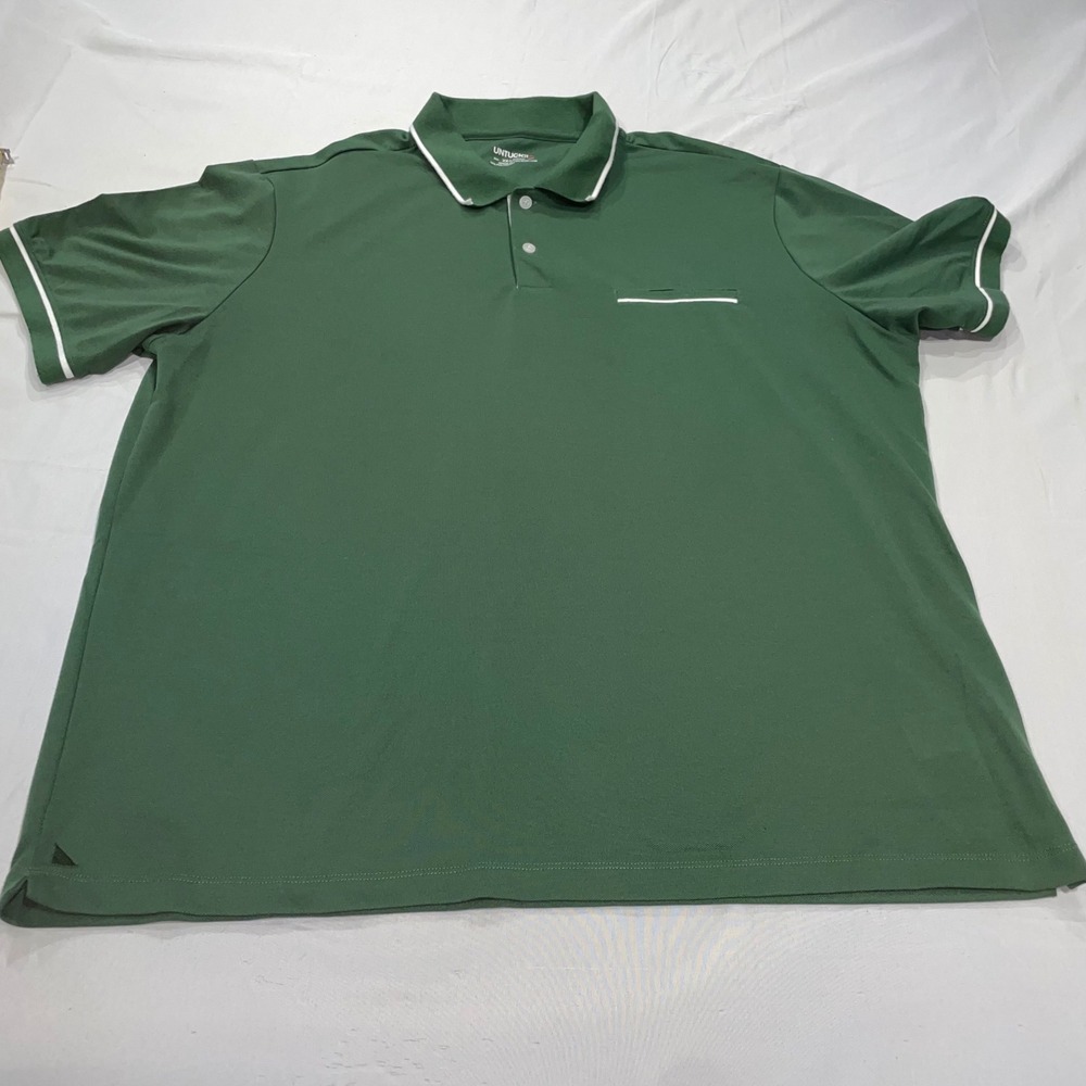 UNTUCKit Mens XXL Performance Polo Shirt Green Short Sleeve Pique Knit Pocket